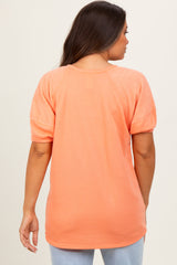 Orange Terry Contrast Maternity Short Sleeve Top