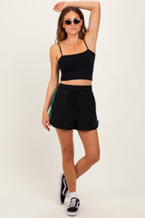 Black Drawstring Stripe Detail Shorts