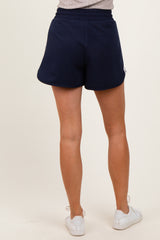 Navy Drawstring Stripe Detail Shorts