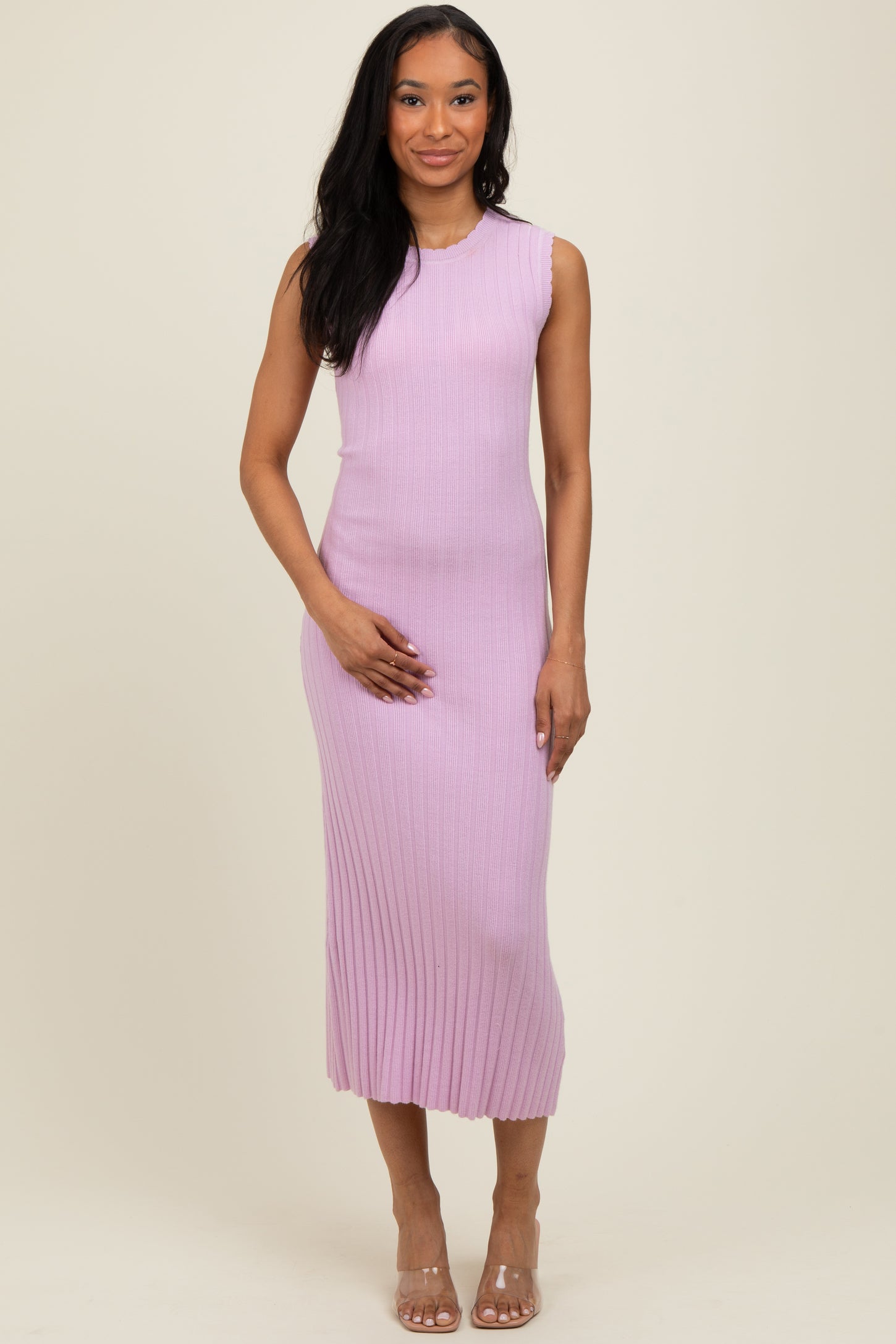pink scalloped dress Enchanting Scallop A-Line Ivory / M (US 4) Simkhai Pink Jasmine Scalloped Knit