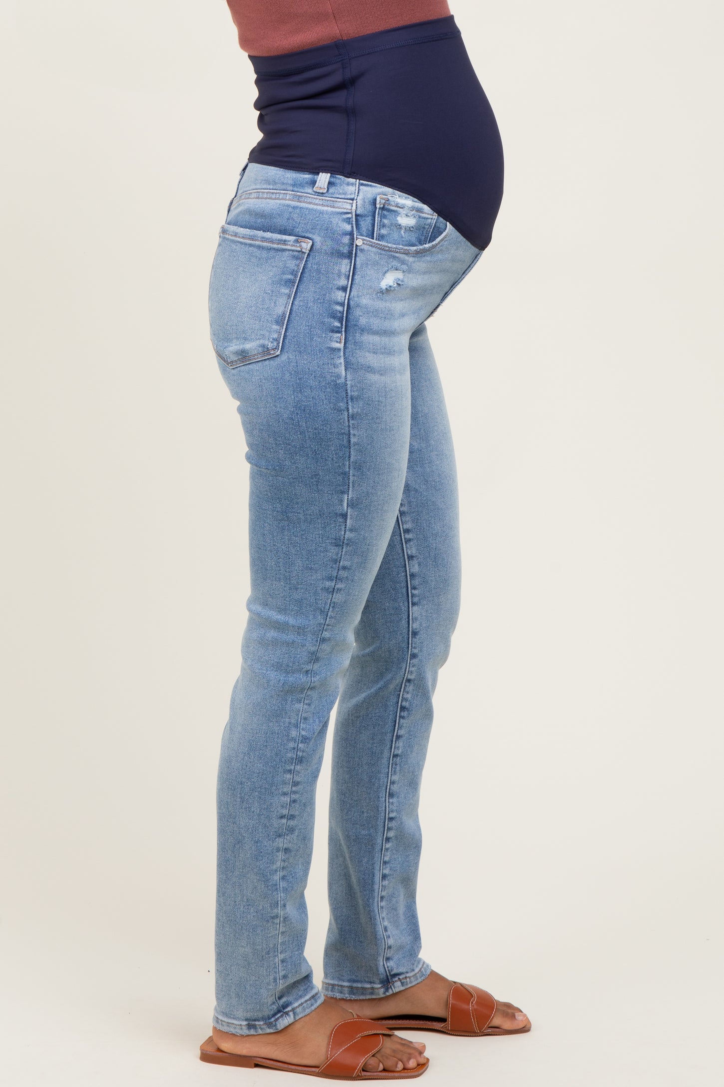 Light Blue Vintage Wash Maternity Skinny Jeans