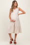 Cream Tiered Sleeveless Maternity Midi Shirt Dress