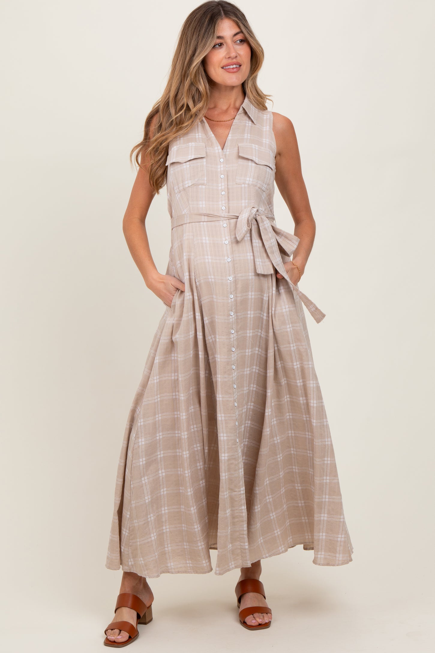 maternity dress with tied shirt Maternity Tied Shirt Outfit