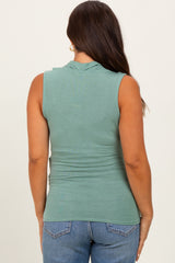 Light Olive Draped Crossover Maternity Sleeveless Top