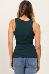 Forest Green Ribbed Crossover Neckline Tank