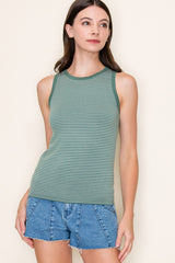Olive Striped Knit Tank