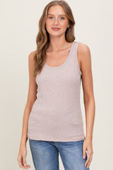 Taupe Ribbed Basic Maternity Tank Top