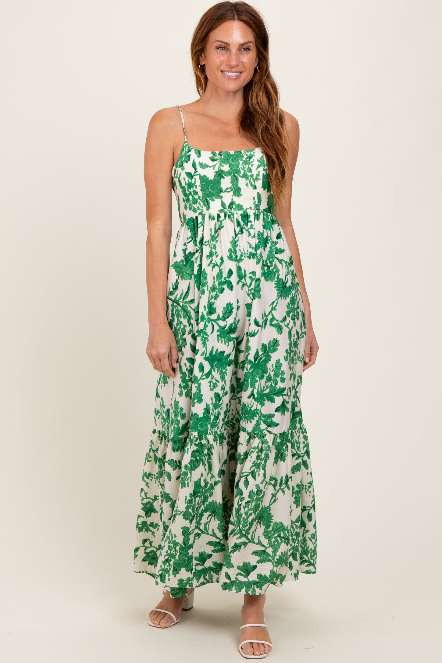 Green Floral Cutout Tie Back Maternity Maxi Dress PinkBlush Green Floral Cutout Tie Back Maternity Maxi Dress PinkBlush