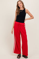 Red Terry Side Stripe Drawstring Pants