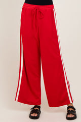 Red Terry Side Stripe Drawstring Pants