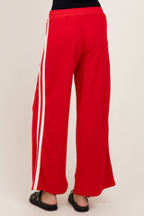 Red Terry Side Stripe Drawstring Pants
