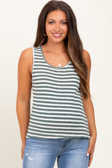 Olive Striped Maternity Tank Top