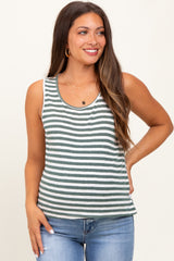 Olive Striped Maternity Tank Top