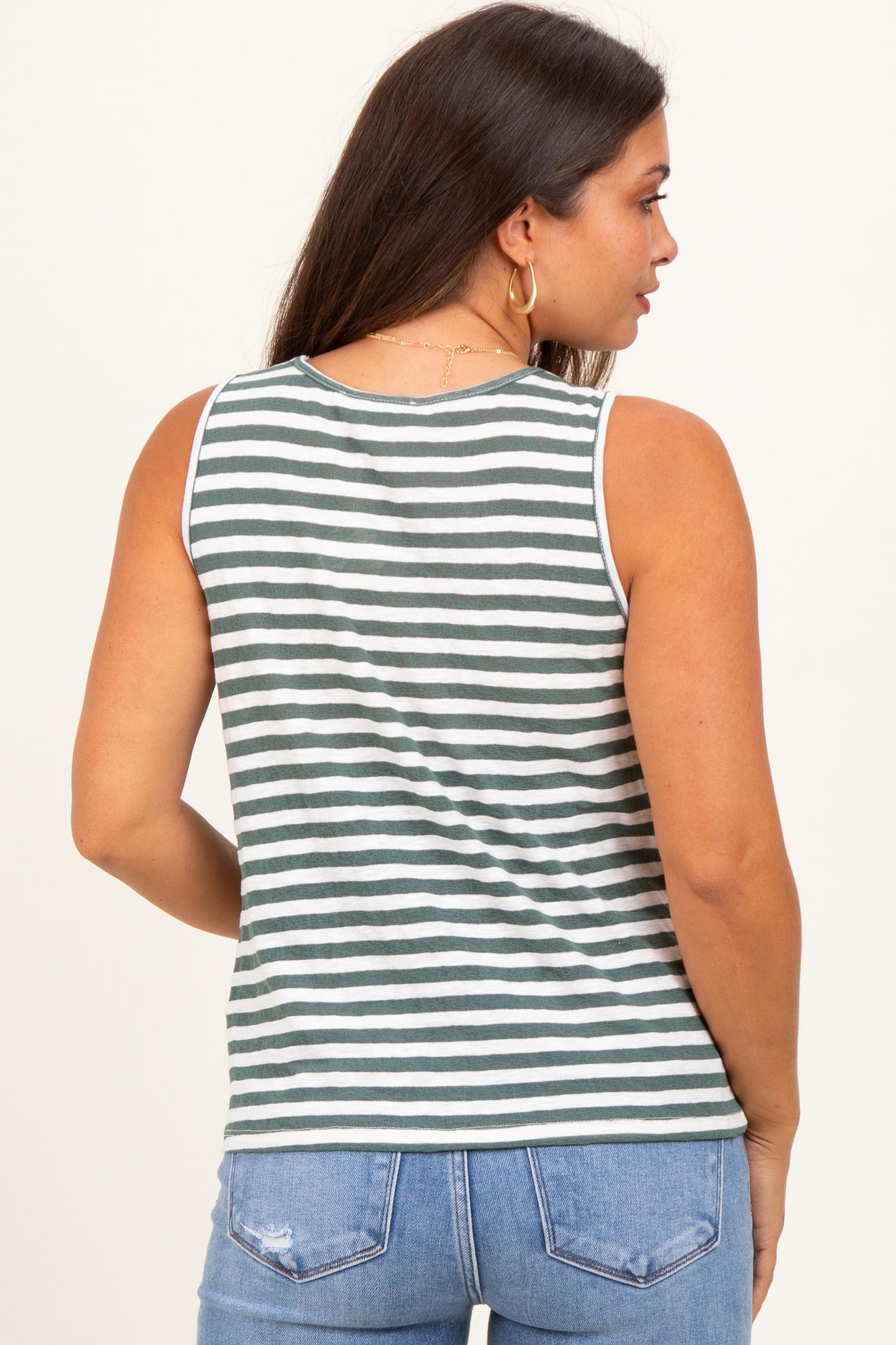 Olive Striped Maternity Tank Top