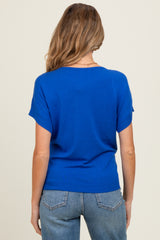 Royal Blue Knit Short Sleeve Maternity Top