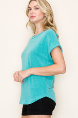 Jade Rolled Cuff Top