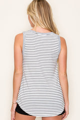 Black Striped Front Pocket Tank Top