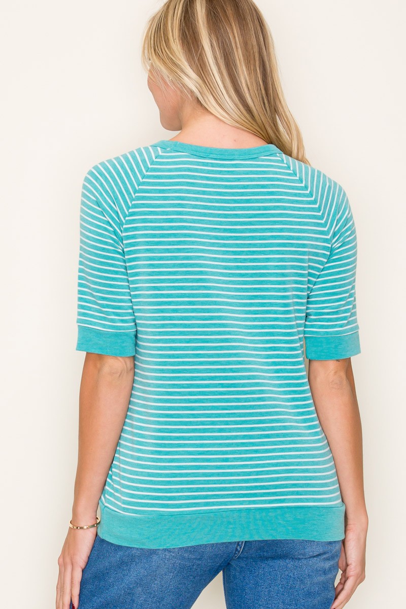 Jade Terry Striped Raglan Sleeve Top