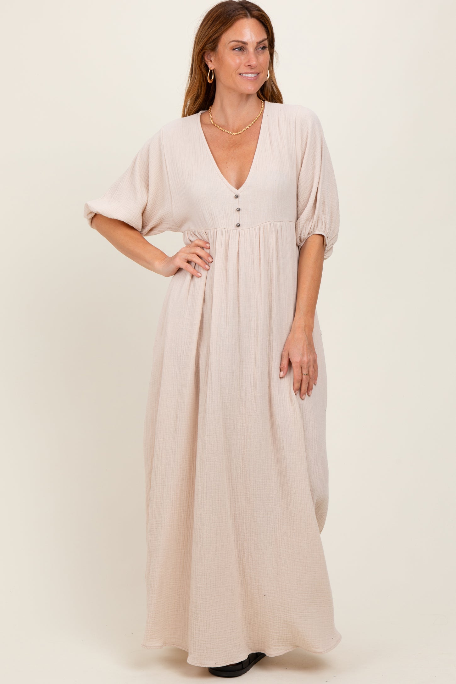 long sleeve button down maxi dress Magnolia Floral Collared Button-Down Maxi Dress with Belted Waist & Long Sleeves