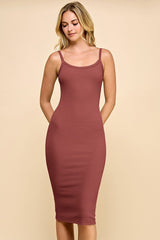 Rust Double Layer Heavy Ribbed Sleeveless Maternity Dress