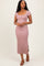 Mauve Short Sleeve Side Slit Maxi Dress