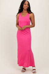 Fuchsia Basic Pocket Sleeveless Maxi Dress