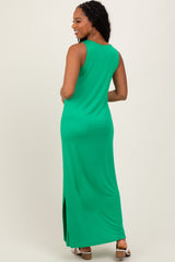 Green Basic Pocket Sleeveless Maxi Dress