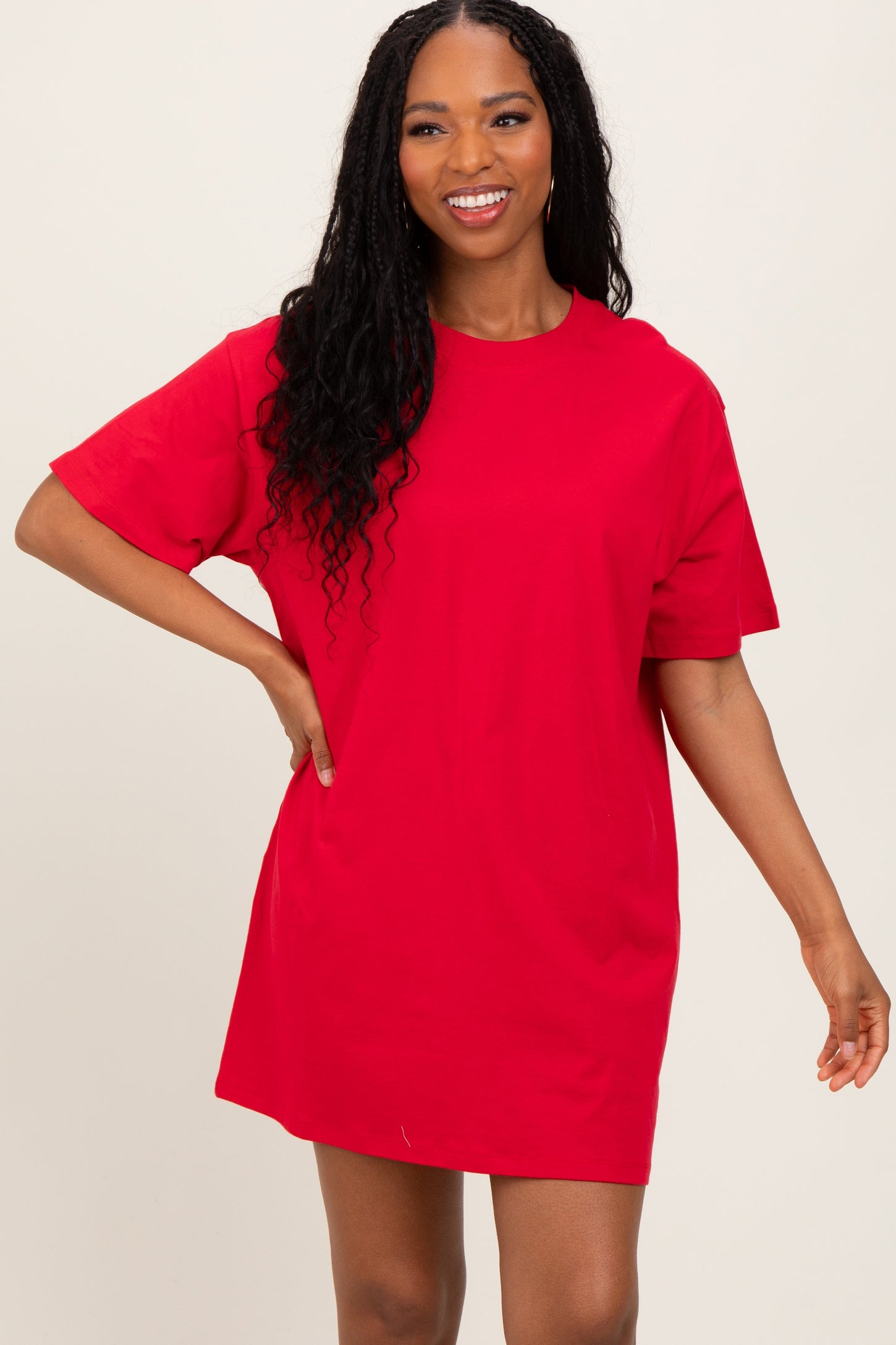 plus size red t shirt dress t shirt dress curvy Plus Size Lace Up Sides Relaxed T Shirt Dress -parroquiadesanalbertomagno.com