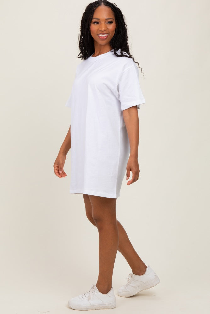 White Crewneck Short Sleeve T-Shirt Dress