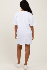 White Crewneck Short Sleeve T-Shirt Dress