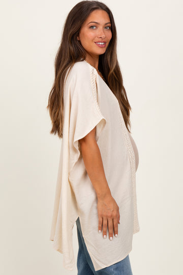 Cream Crochet Trim Rustic Maternity Cover Up