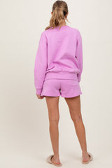 Mauve Fleece Sweatshirt Shorts Maternity Set