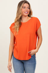 Orange Dolman Sleeve Round Neck Maternity Top