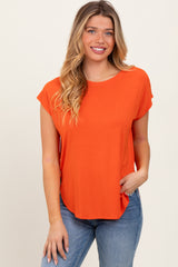 Orange Dolman Sleeve Round Neck Top