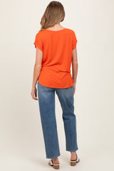 Orange Dolman Sleeve Round Neck Maternity Top