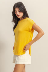 Yellow Dolman Sleeve Round Neck Top