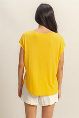 Yellow Dolman Sleeve Round Neck Top