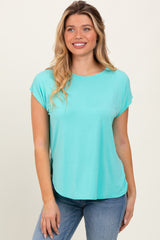 Turquoise Dolman Sleeve Round Neck Maternity Top