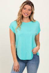 Turquoise Dolman Sleeve Round Neck Top