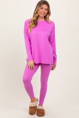Mauve Brushed Knit Maternity Oversized Top and Legging Set
