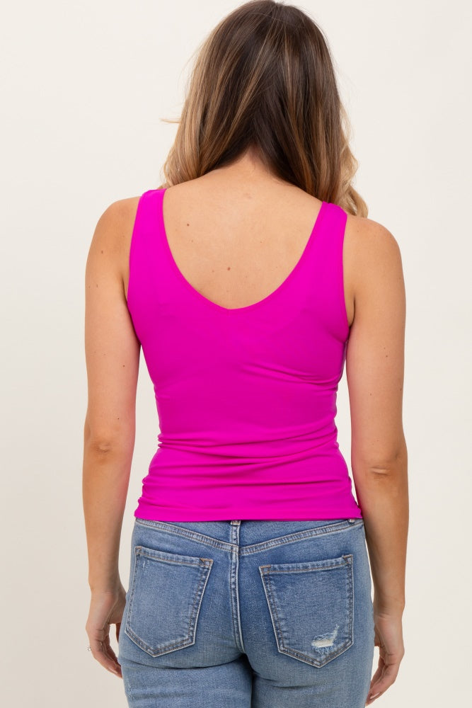 Fuchsia Sleeveless Fitted Tank Top