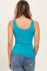 Light Teal Sleeveless Fitted Tank Top