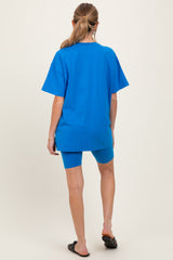 Aqua Biker Shorts Maternity Set