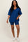 Light Navy Oversized V-Neck Biker Short Set