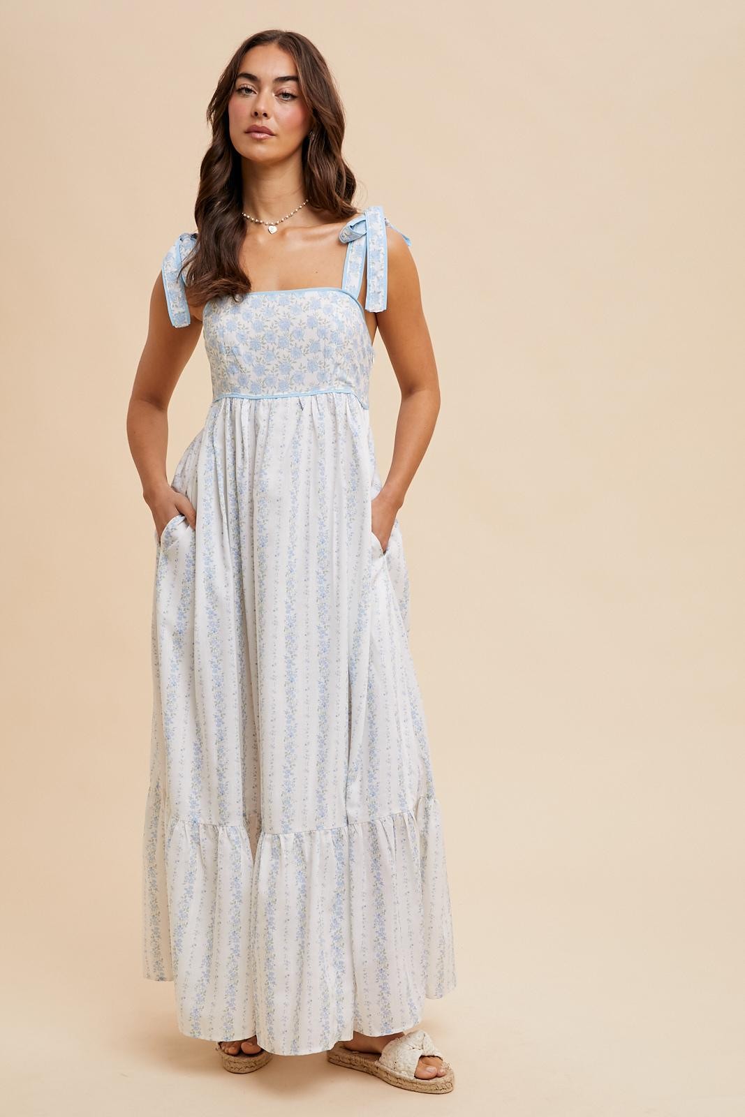 Light Blue Floral Cotton Maternity Dress PinkBlush Light Blue Floral Cotton Maternity Dress PinkBlush