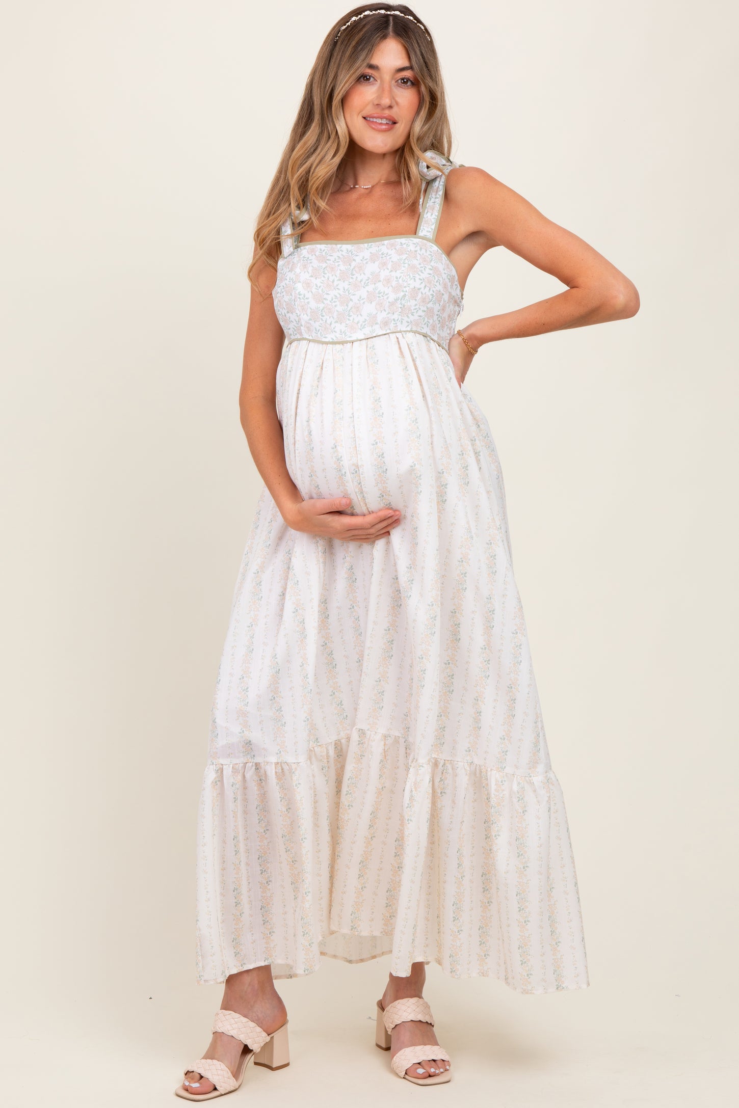 Peach Floral Cotton Maternity Dress – PinkBlush