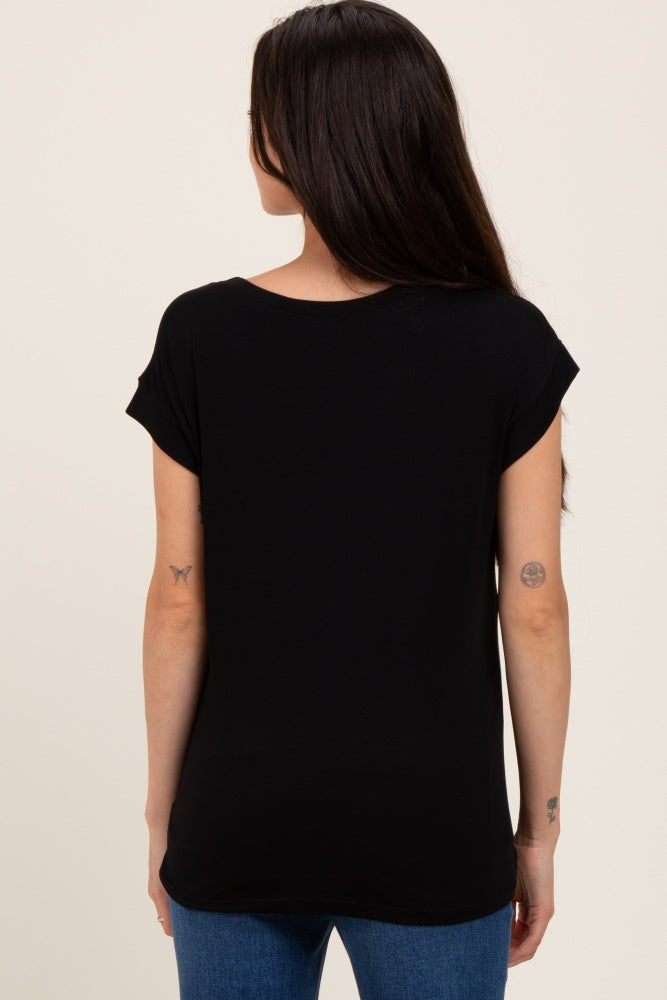 Black Crew Neck Maternity Muscle Tee