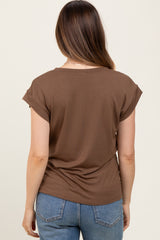 Mocha Crew Neck Maternity Muscle Tee