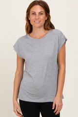 Heather Grey Crew Neck Maternity Muscle Tee