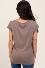 Taupe Crew Neck Maternity Muscle Tee